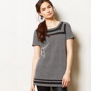 {anthropologie} basketweave postage stamp tunic